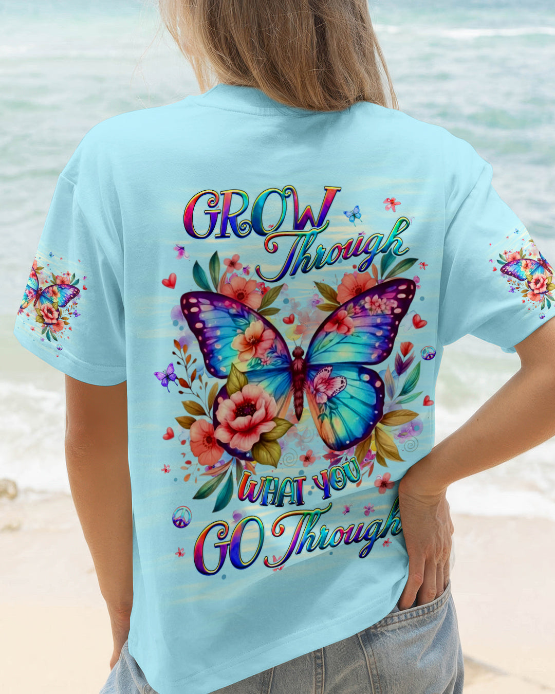 GROW THROUGH WHAT YOU GO THROUGH BUTTERFLY ALL OVER PRINT - YHHG2512252