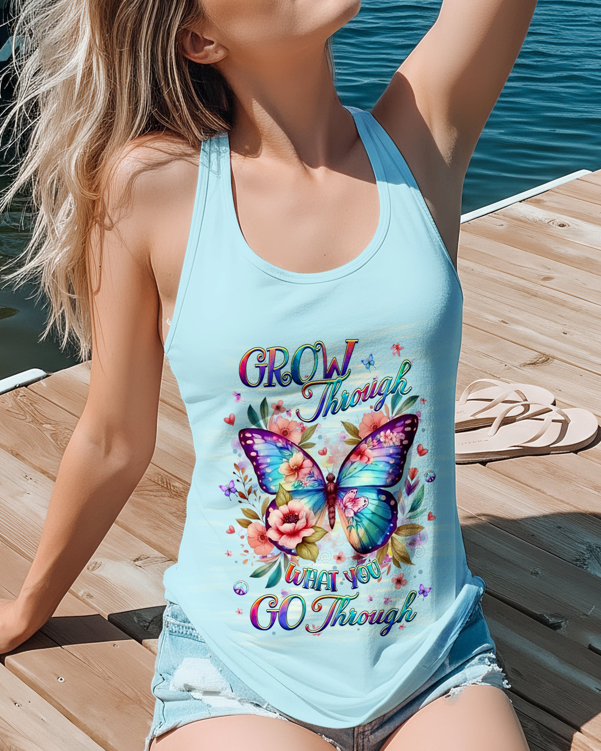 GROW THROUGH WHAT YOU GO THROUGH BUTTERFLY ALL OVER PRINT - YHHG2512252