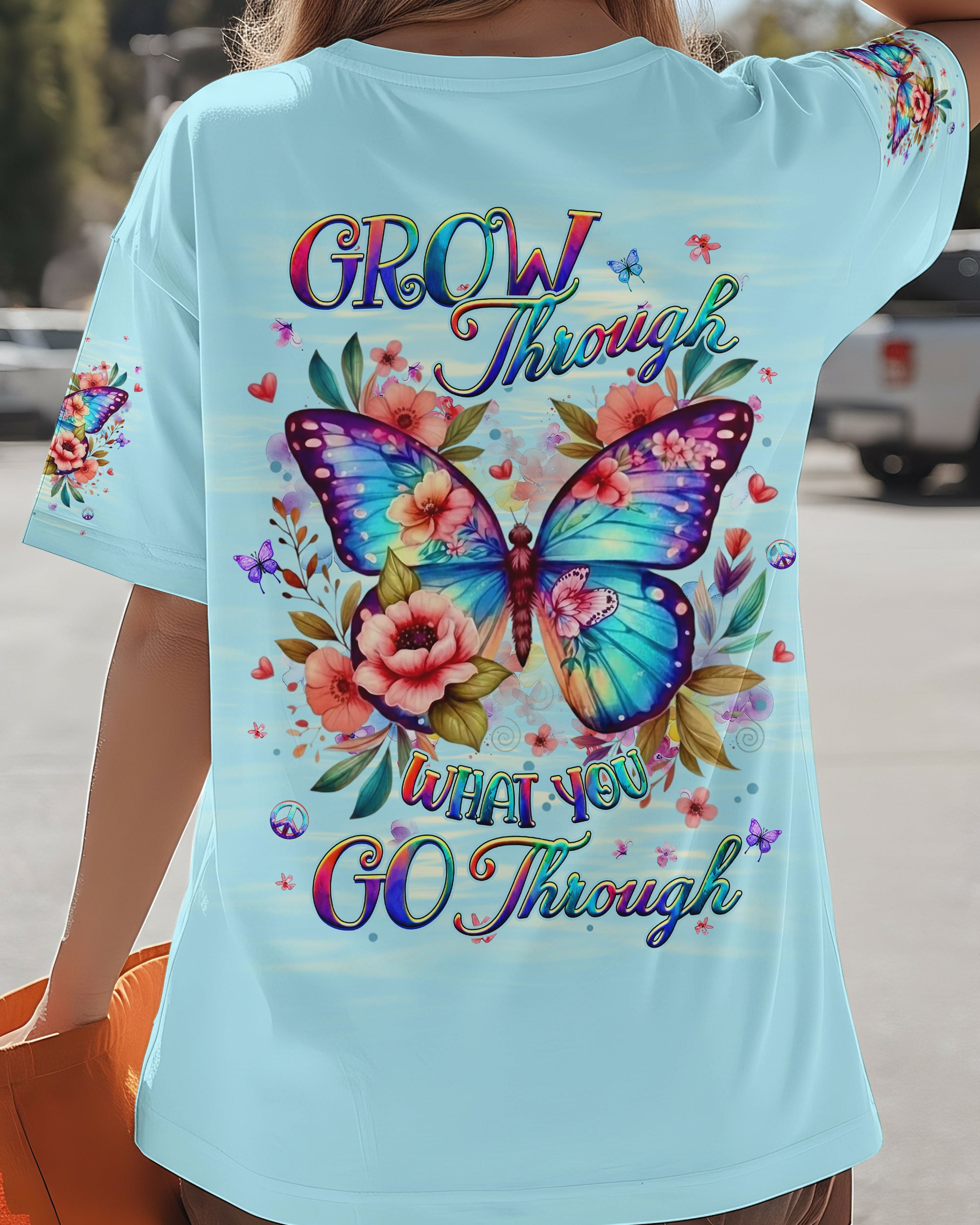 GROW THROUGH WHAT YOU GO THROUGH BUTTERFLY ALL OVER PRINT - YHHG2512252