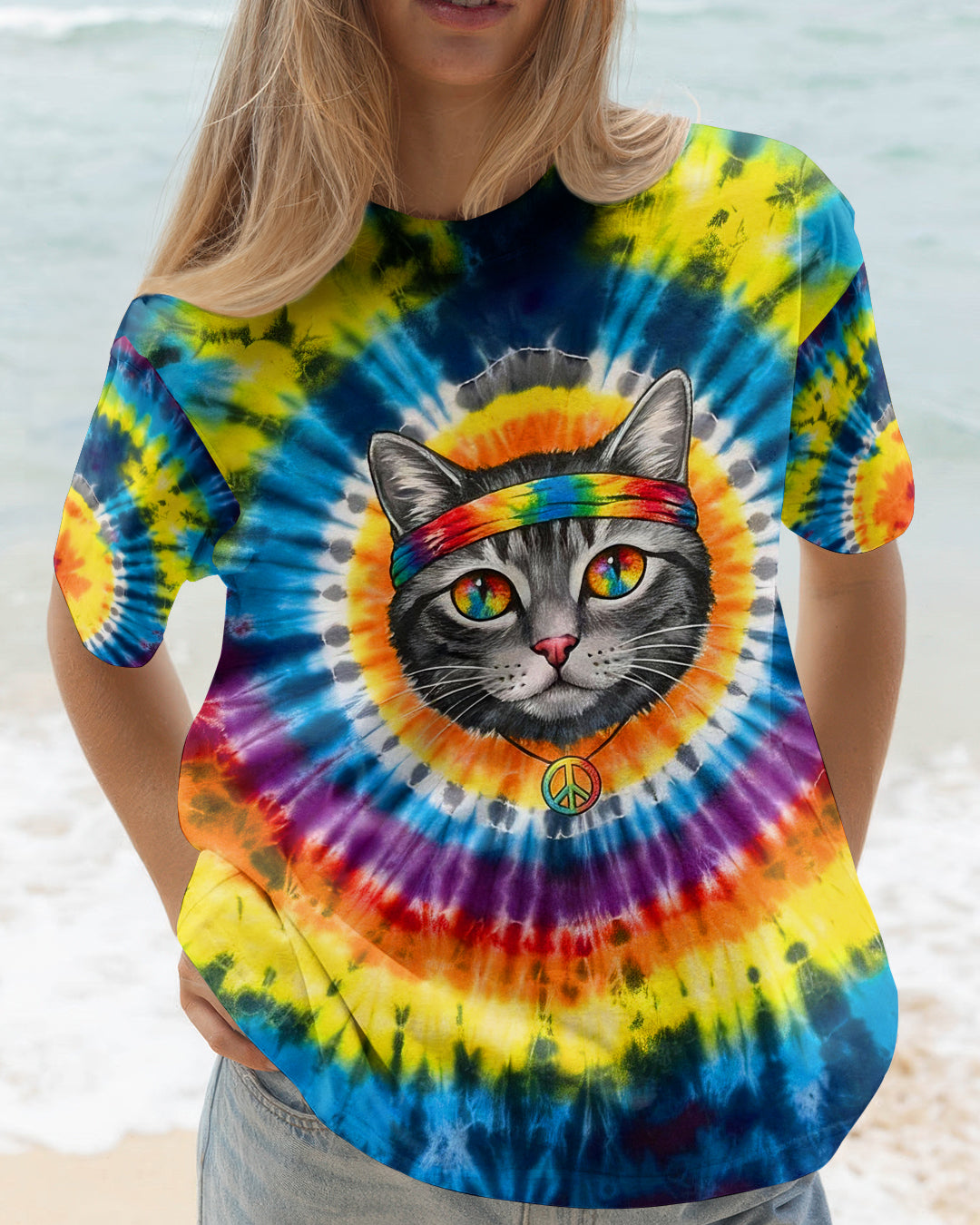 PSYCHEDELIC PEACE CAT ALL OVER PRINT - YHHG2601262
