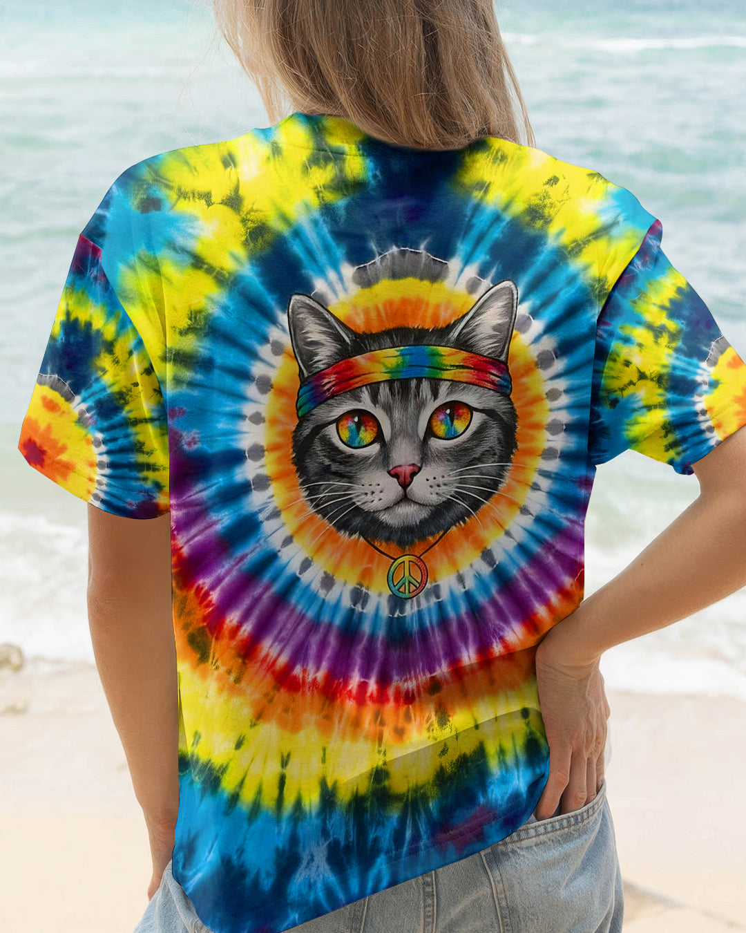 PSYCHEDELIC PEACE CAT ALL OVER PRINT - YHHG2601262