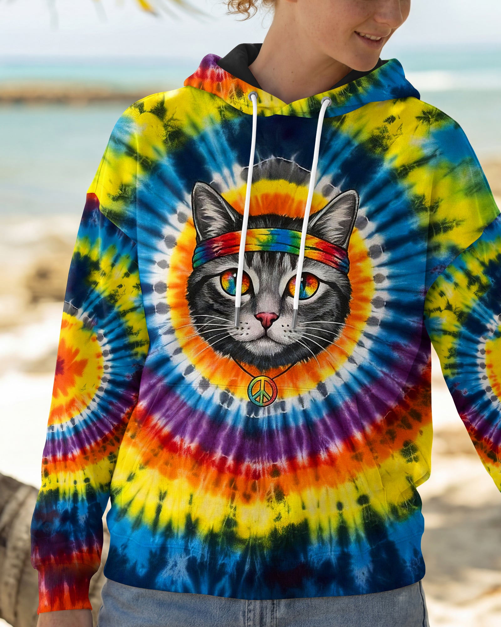 PSYCHEDELIC PEACE CAT ALL OVER PRINT - YHHG2601262