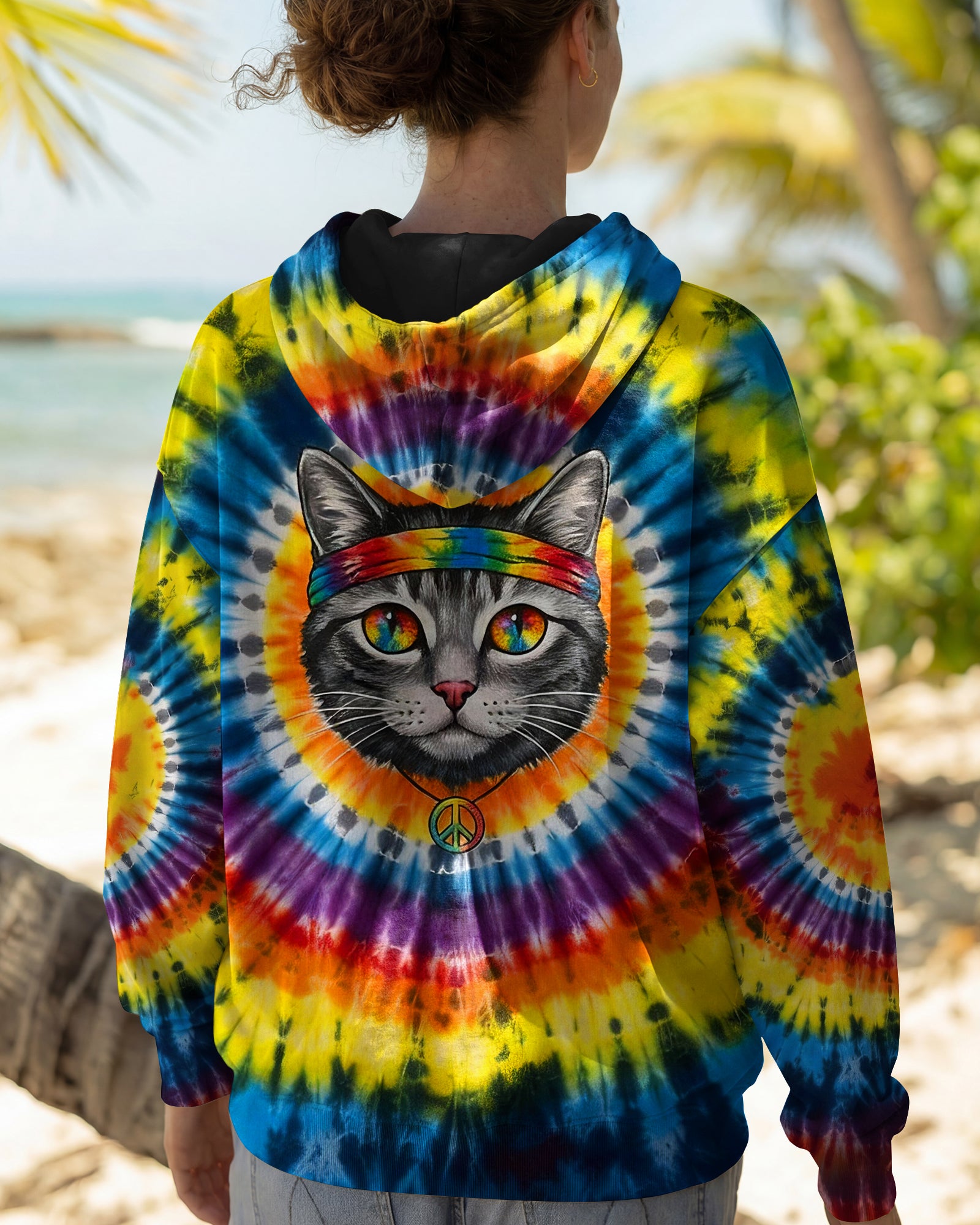 PSYCHEDELIC PEACE CAT ALL OVER PRINT - YHHG2601262