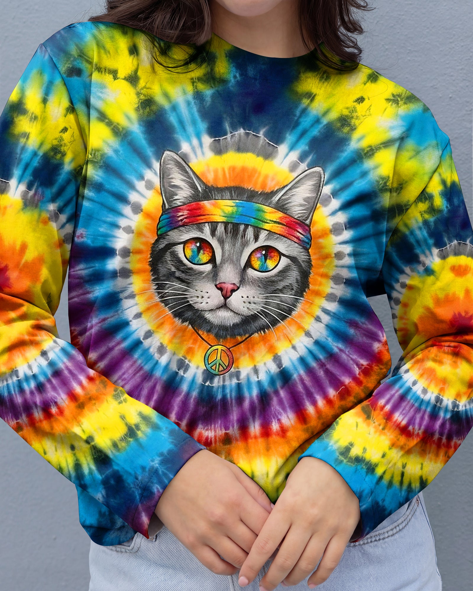 PSYCHEDELIC PEACE CAT ALL OVER PRINT - YHHG2601262