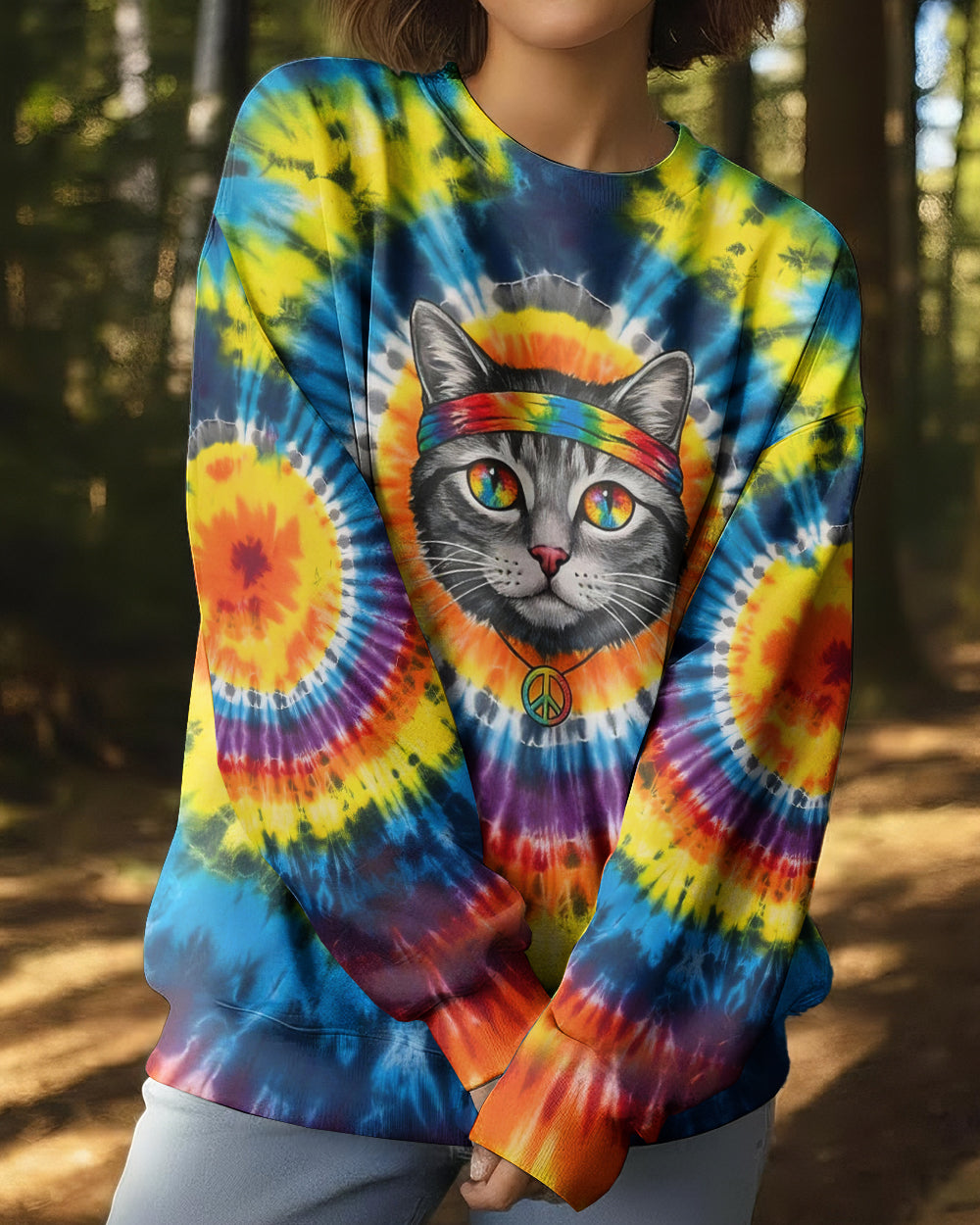 PSYCHEDELIC PEACE CAT ALL OVER PRINT - YHHG2601262