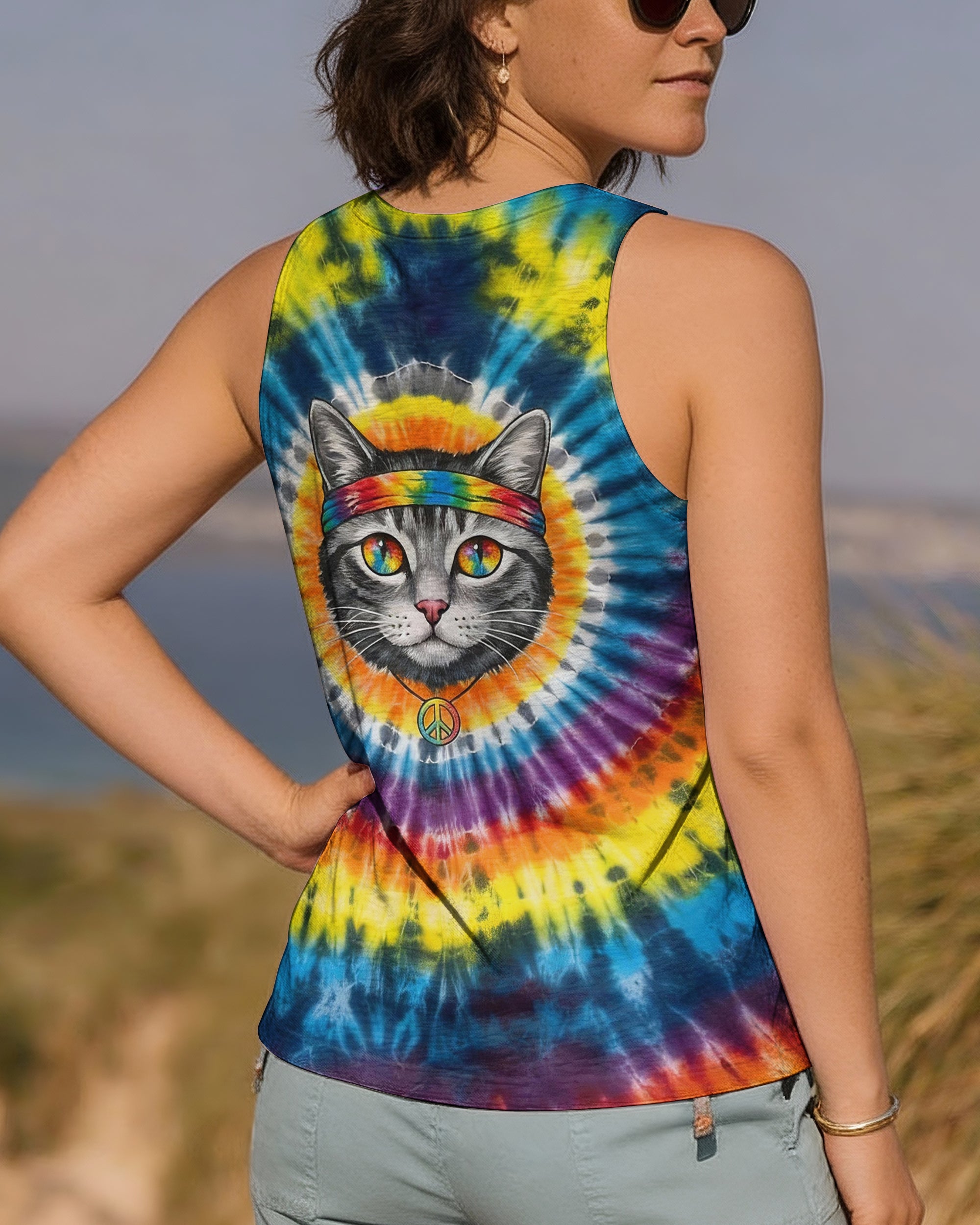 PSYCHEDELIC PEACE CAT ALL OVER PRINT - YHHG2601262