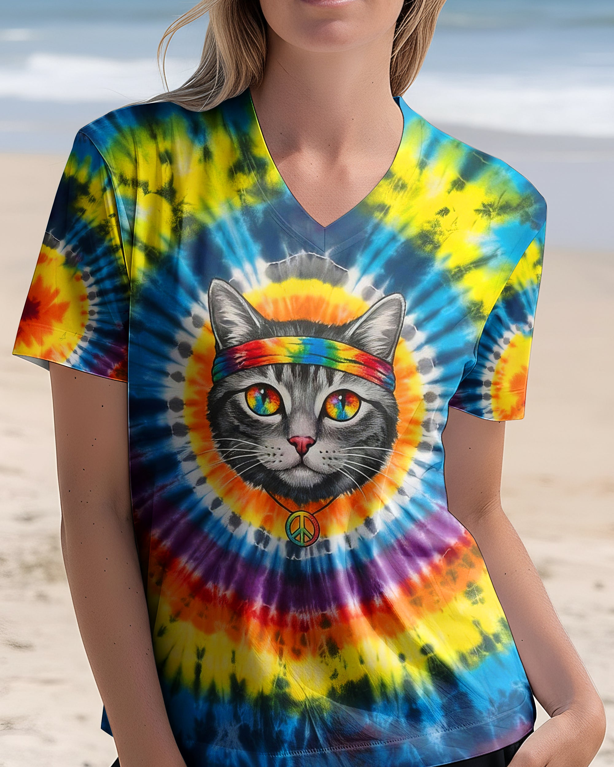 PSYCHEDELIC PEACE CAT ALL OVER PRINT - YHHG2601262