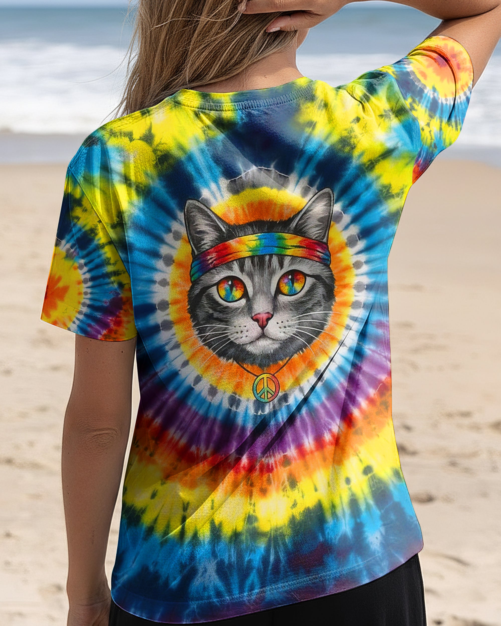 PSYCHEDELIC PEACE CAT ALL OVER PRINT - YHHG2601262
