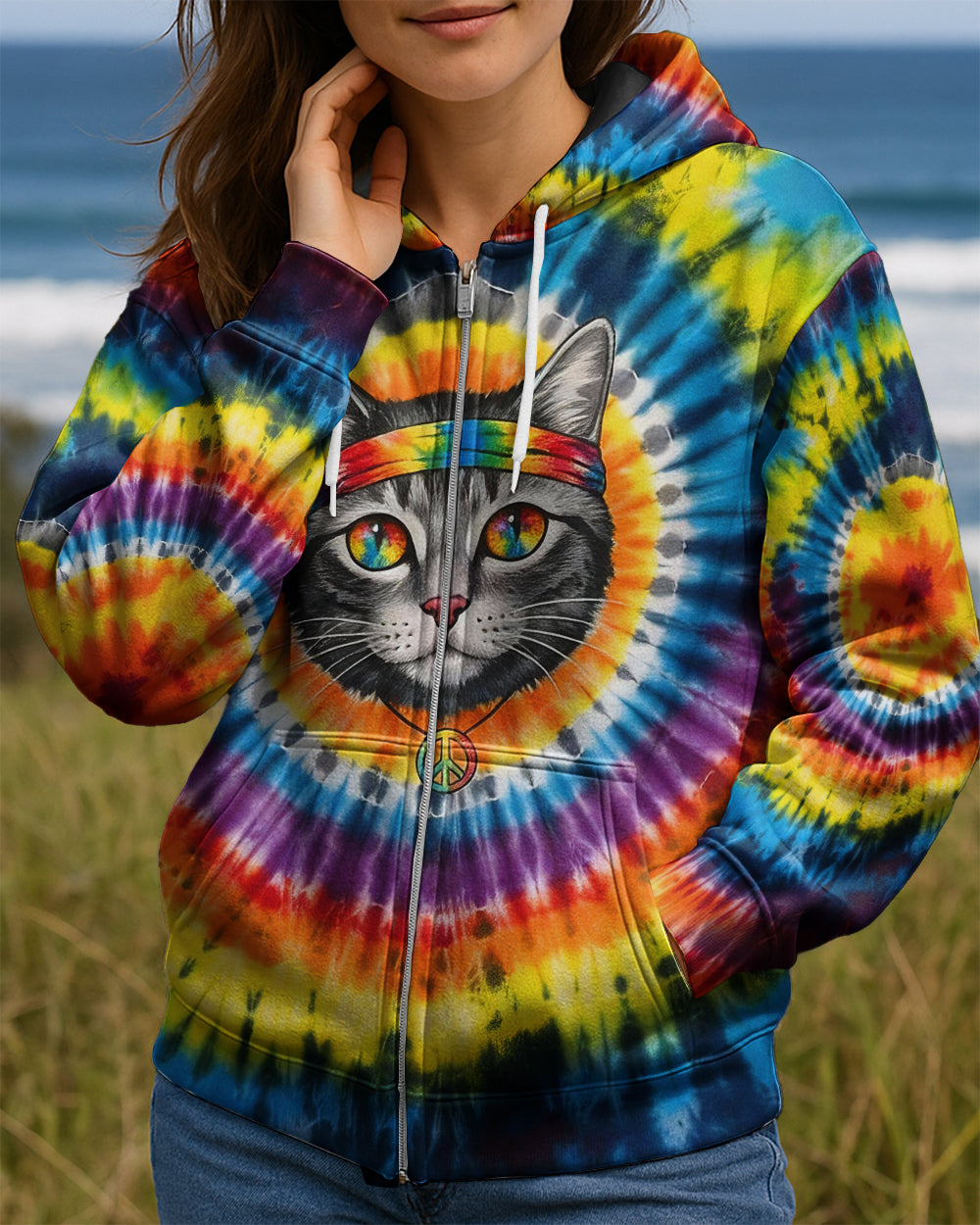 PSYCHEDELIC PEACE CAT ALL OVER PRINT - YHHG2601262