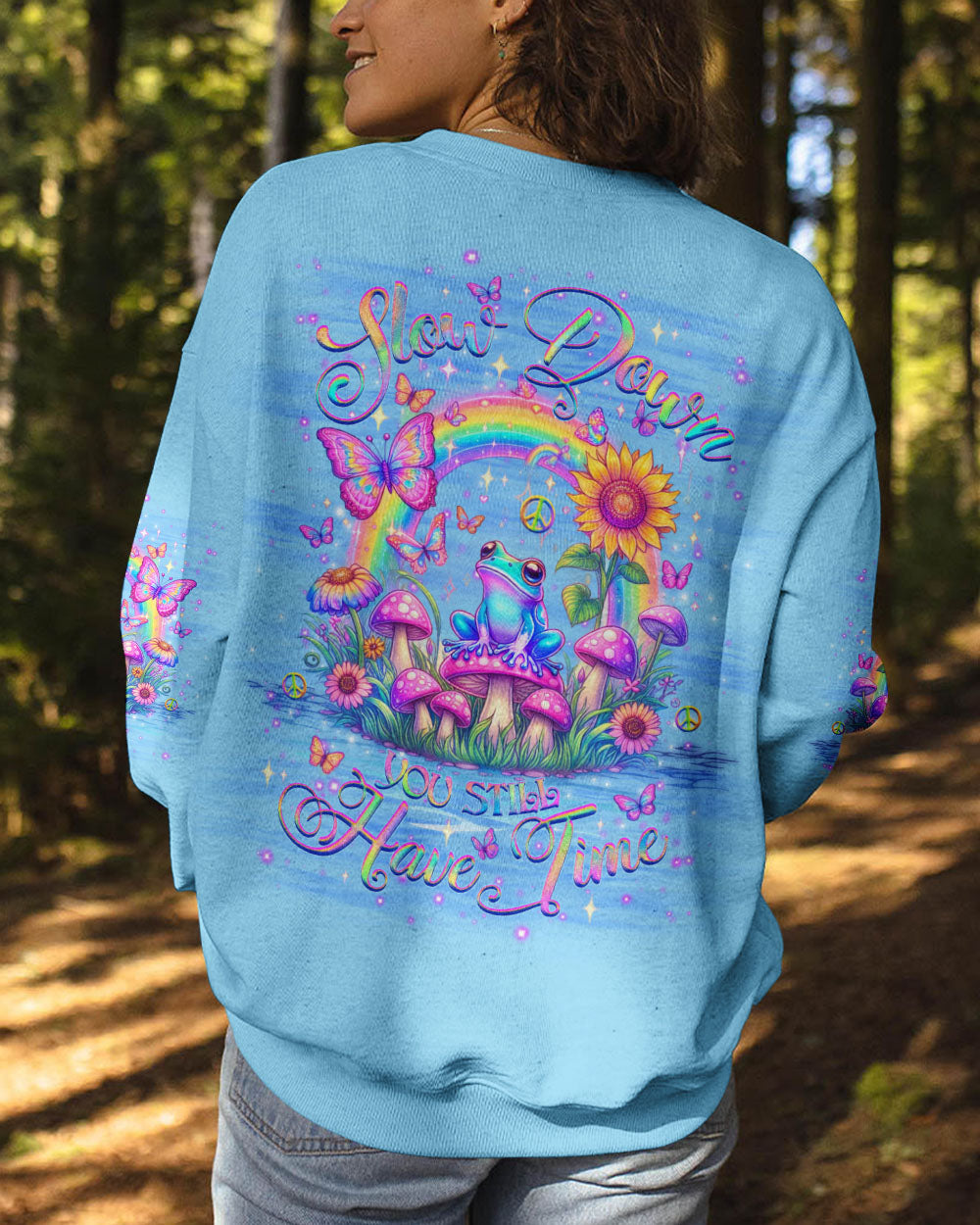 SLOW DOWN YOU STILL HAVE TIME FROG ALL OVER PRINT - YHHG2604241