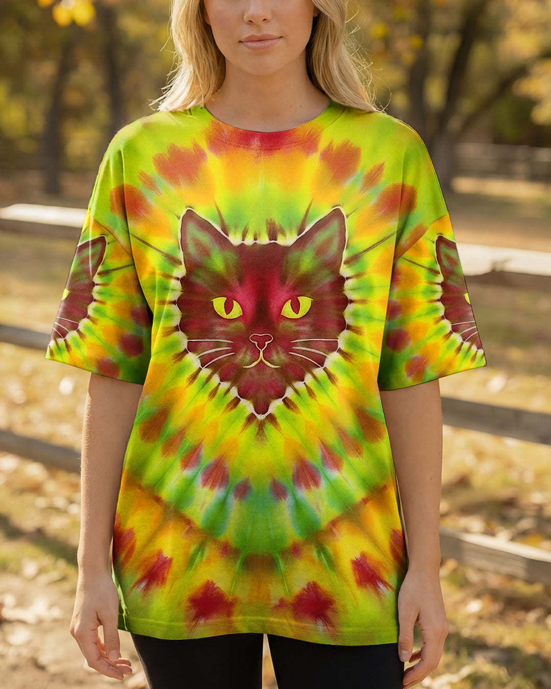 PSYCHEDELIC SWIRL CAT ALL OVER PRINT - YHHG2801262