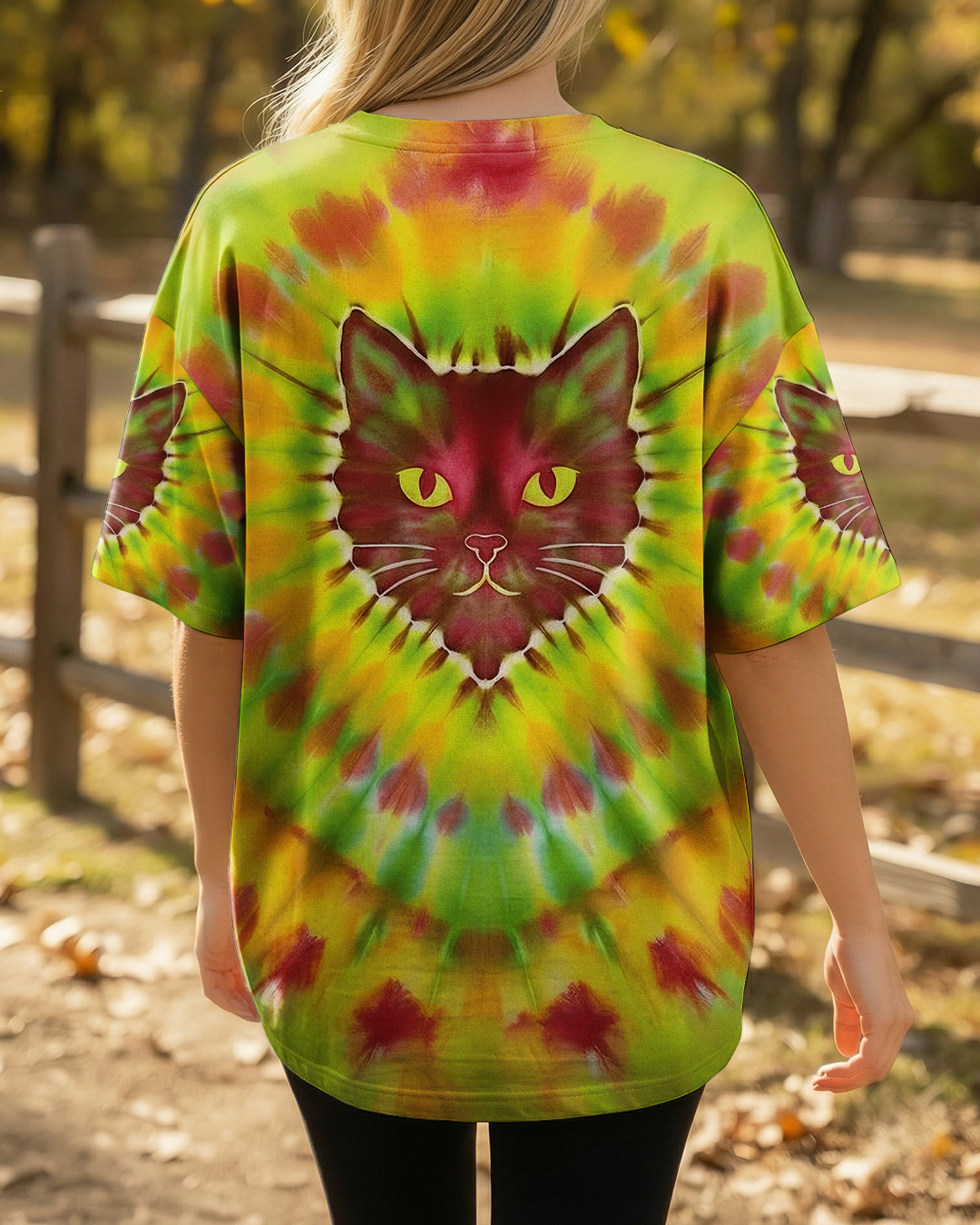 PSYCHEDELIC SWIRL CAT ALL OVER PRINT - YHHG2801262