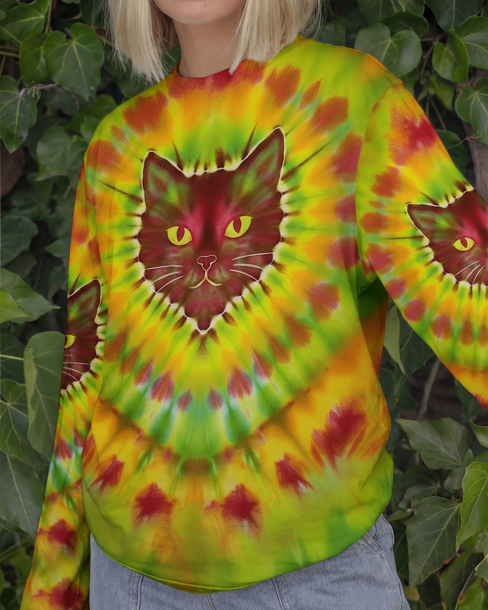 PSYCHEDELIC SWIRL CAT ALL OVER PRINT - YHHG2801262