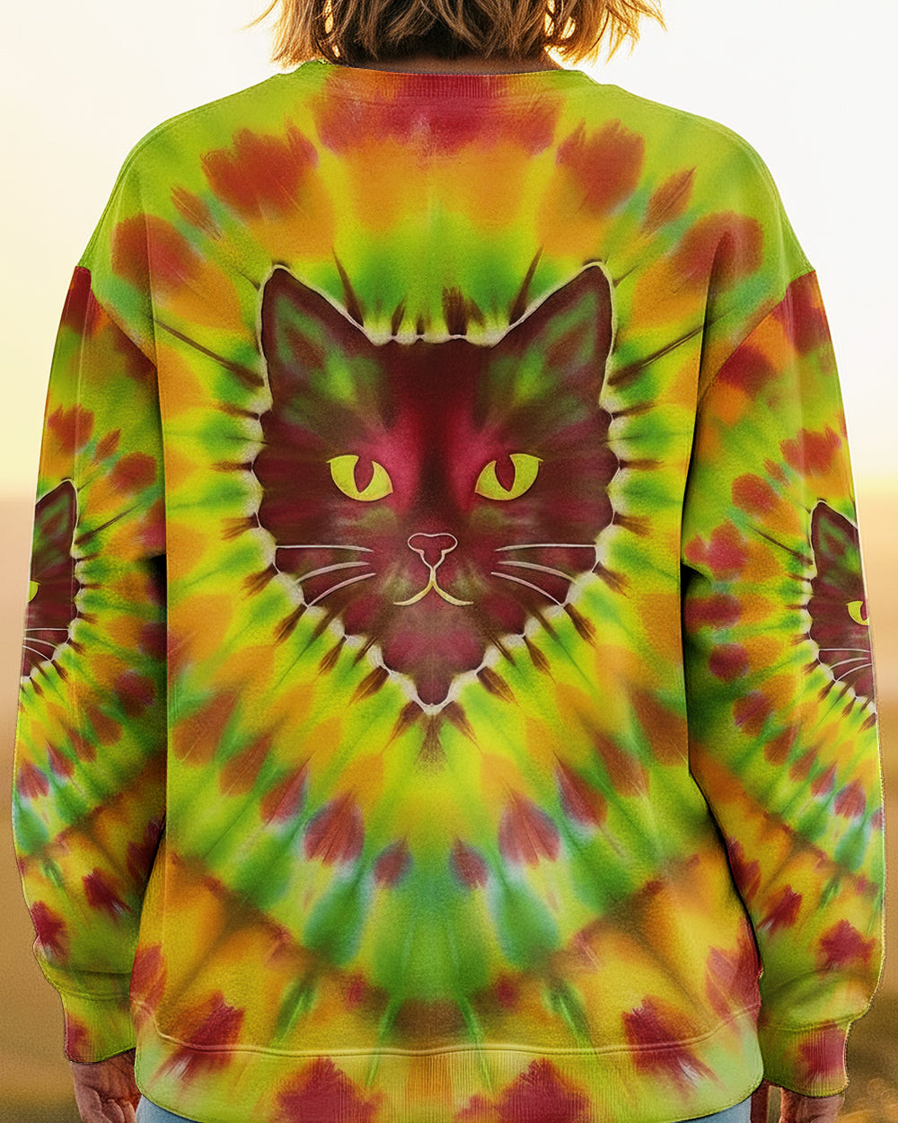 PSYCHEDELIC SWIRL CAT ALL OVER PRINT - YHHG2801262