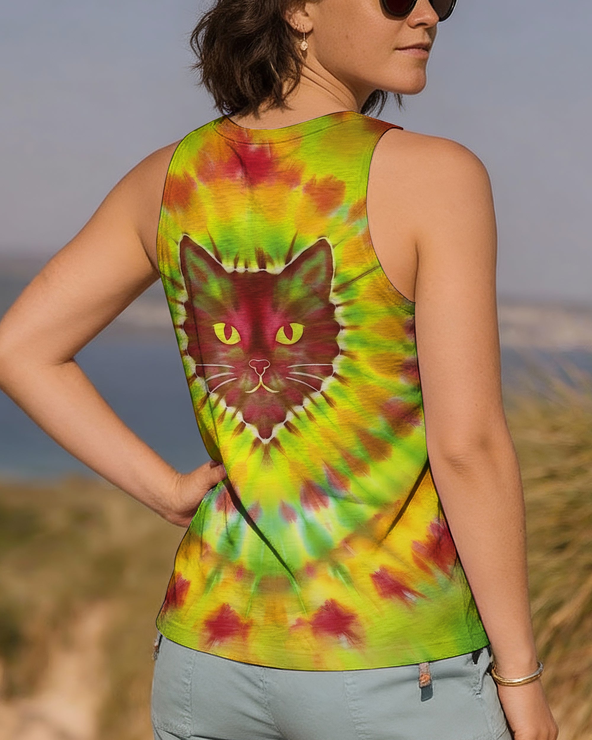 PSYCHEDELIC SWIRL CAT ALL OVER PRINT - YHHG2801262