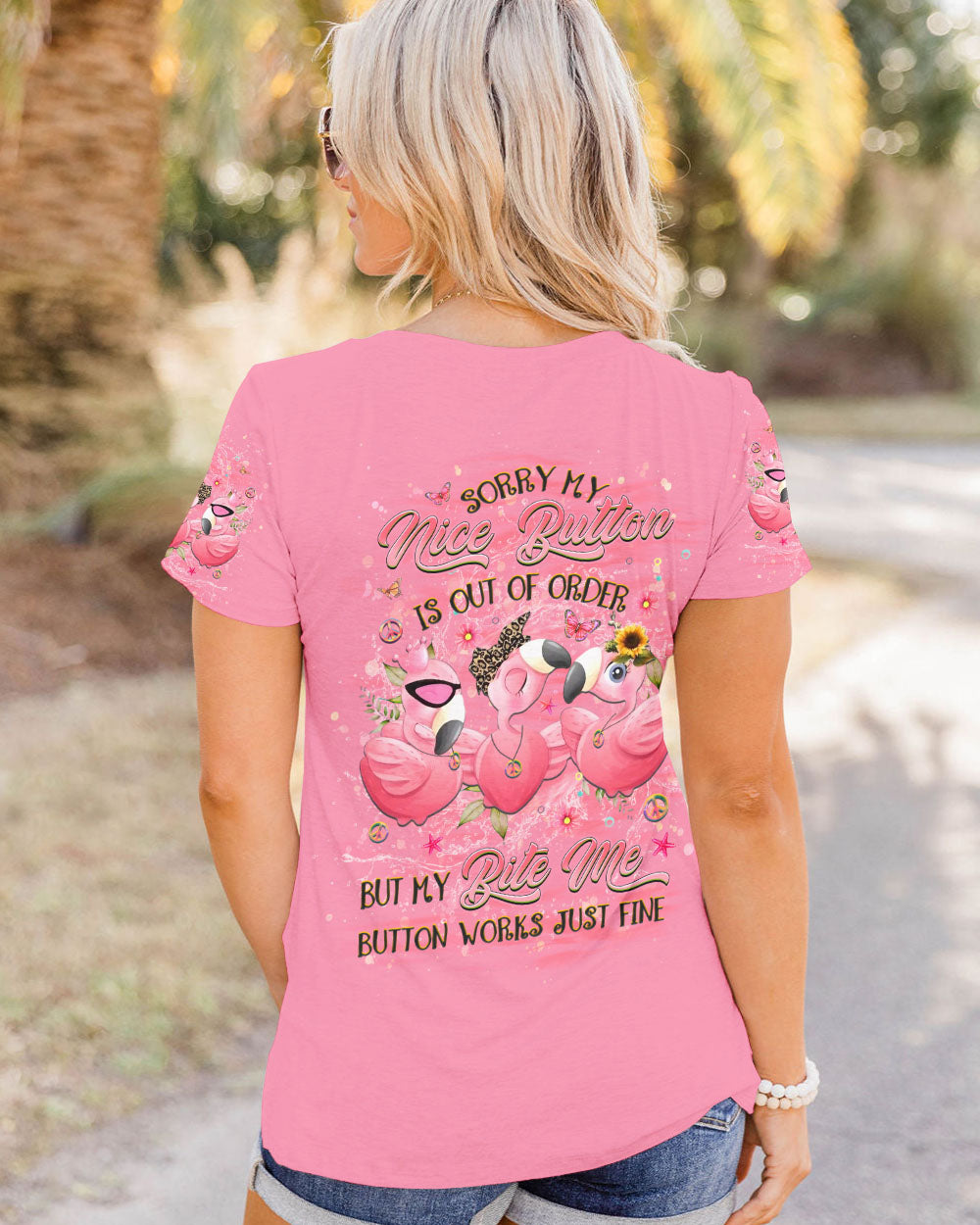 SORRY MY NICE BUTTON IS OUT OF ORDER FLAMINGO ALL OVER PRINT - YHHG2807243