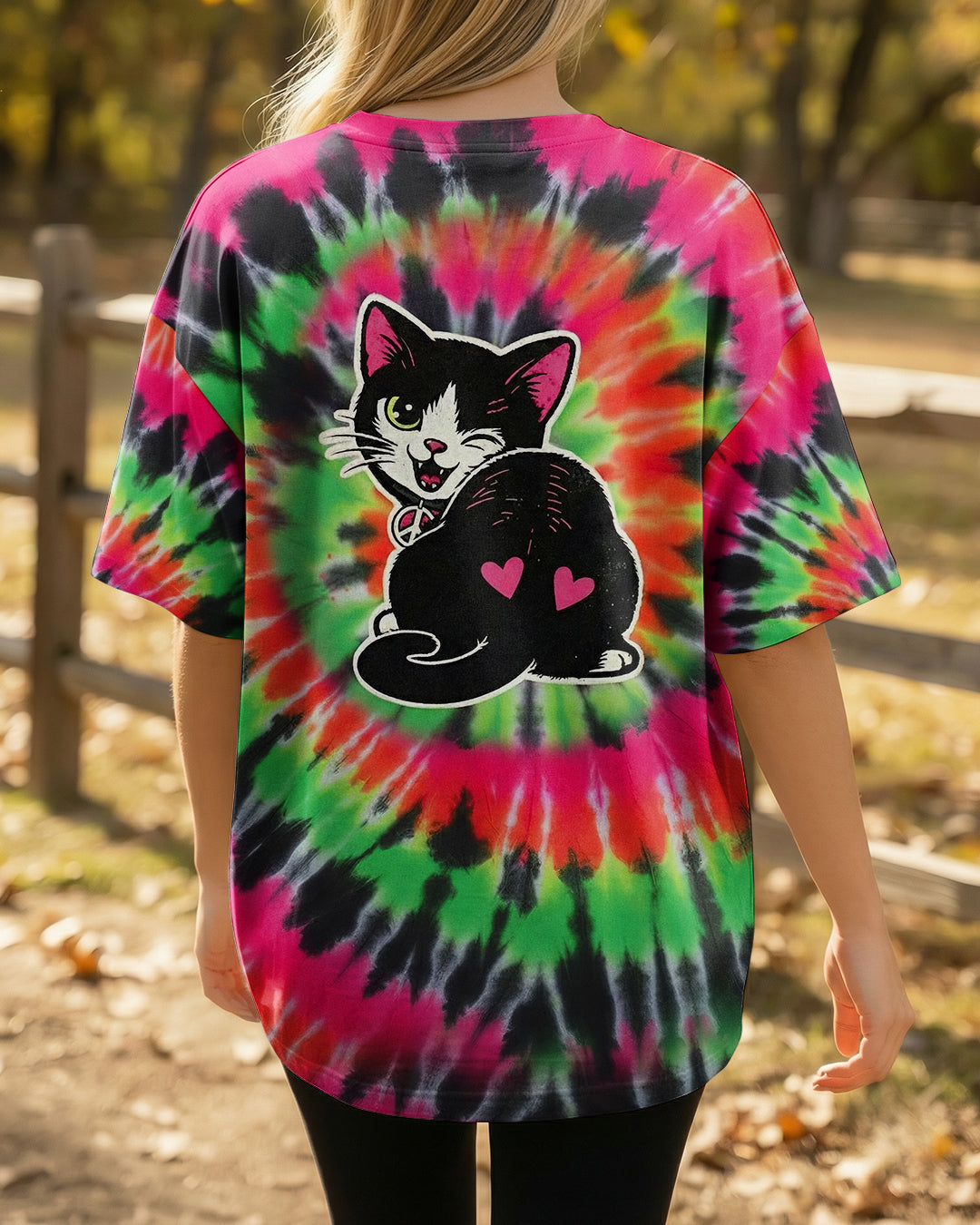 CAT MEOW PINK GREEN SWIRL ALL OVER PRINT - YHHG2901261