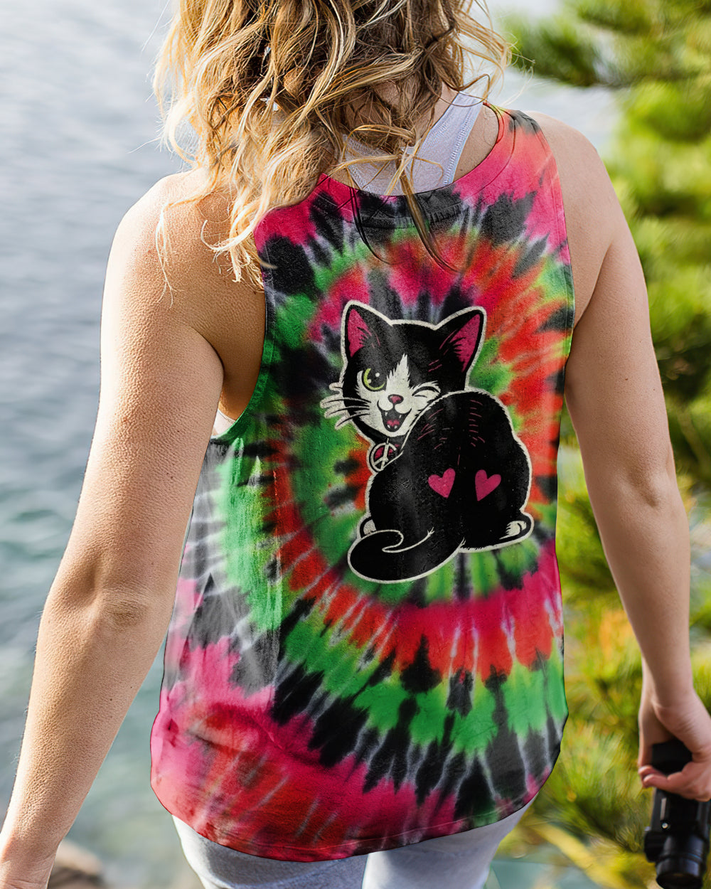 CAT MEOW PINK GREEN SWIRL ALL OVER PRINT - YHHG2901261