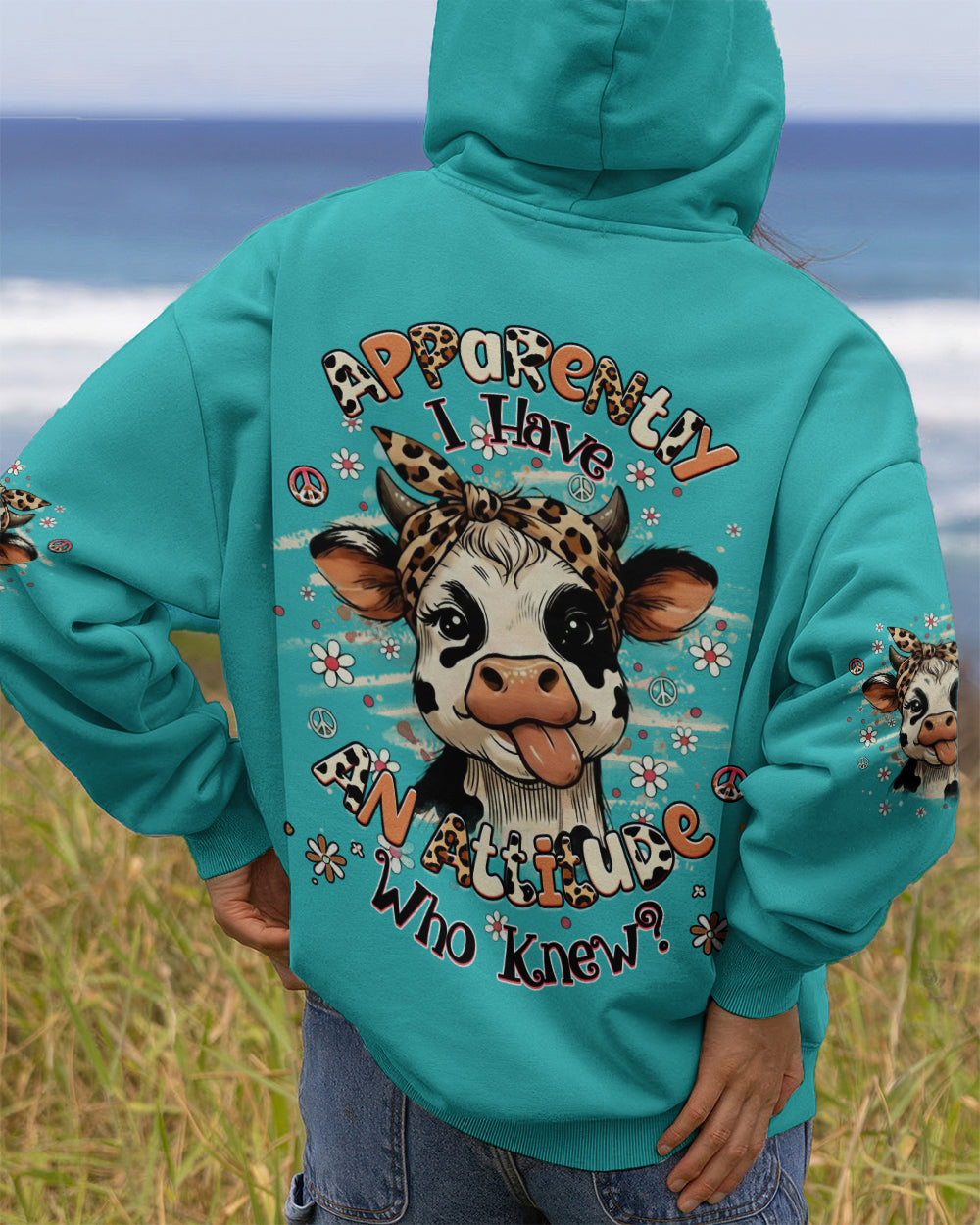 APPARENTLY I HAVE AN ATTITUDE WHO KNEW COW ALL OVER PRINT - YHHG3012251