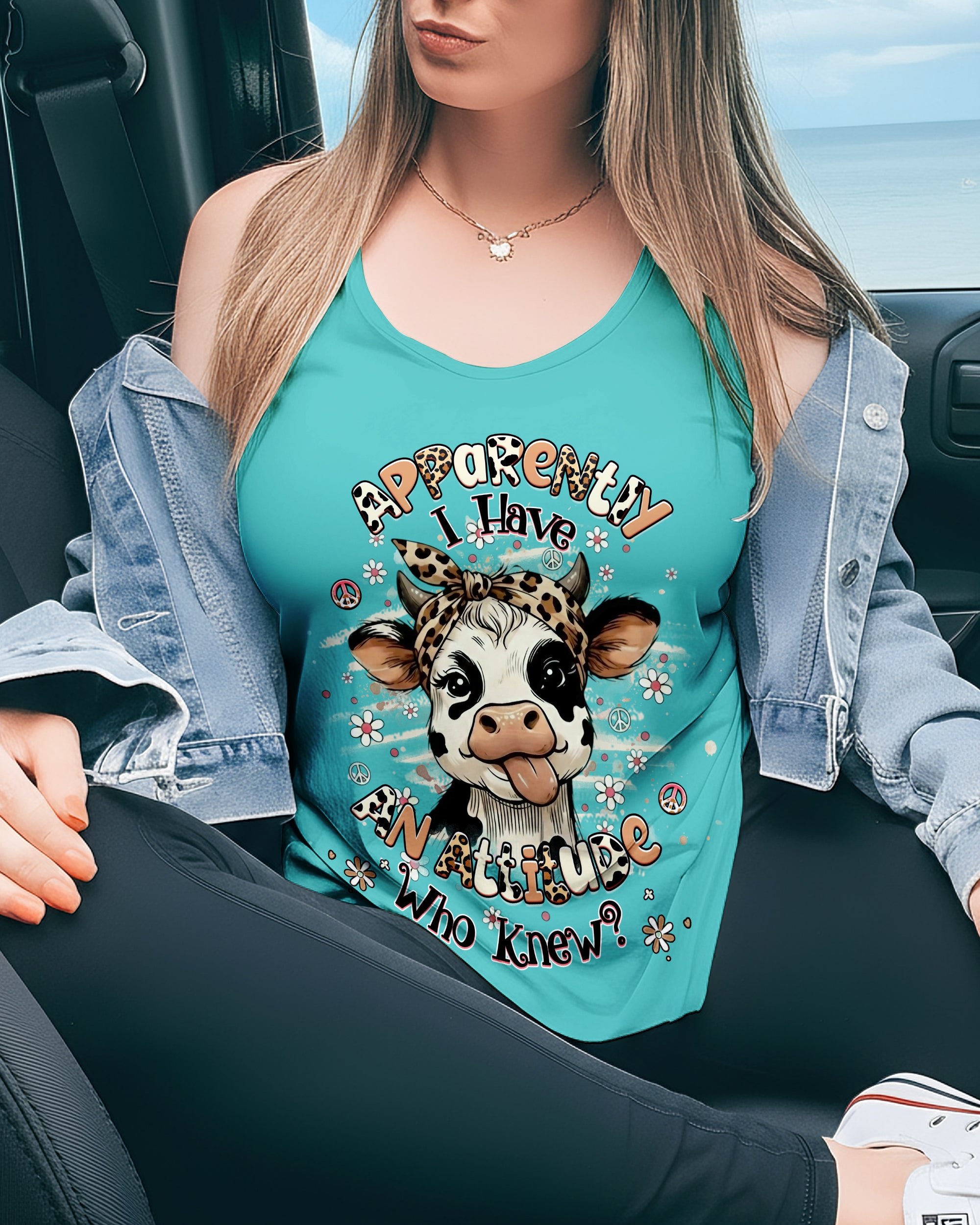 APPARENTLY I HAVE AN ATTITUDE WHO KNEW COW ALL OVER PRINT - YHHG3012251