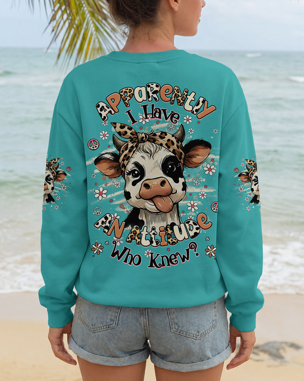 APPARENTLY I HAVE AN ATTITUDE WHO KNEW COW ALL OVER PRINT - YHHG3012251