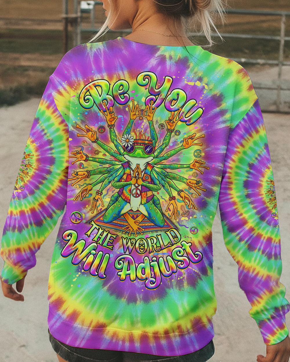 BE YOU THE WORLD WILL ADJUST FROG ALL OVER PRINT - YHHG3112251