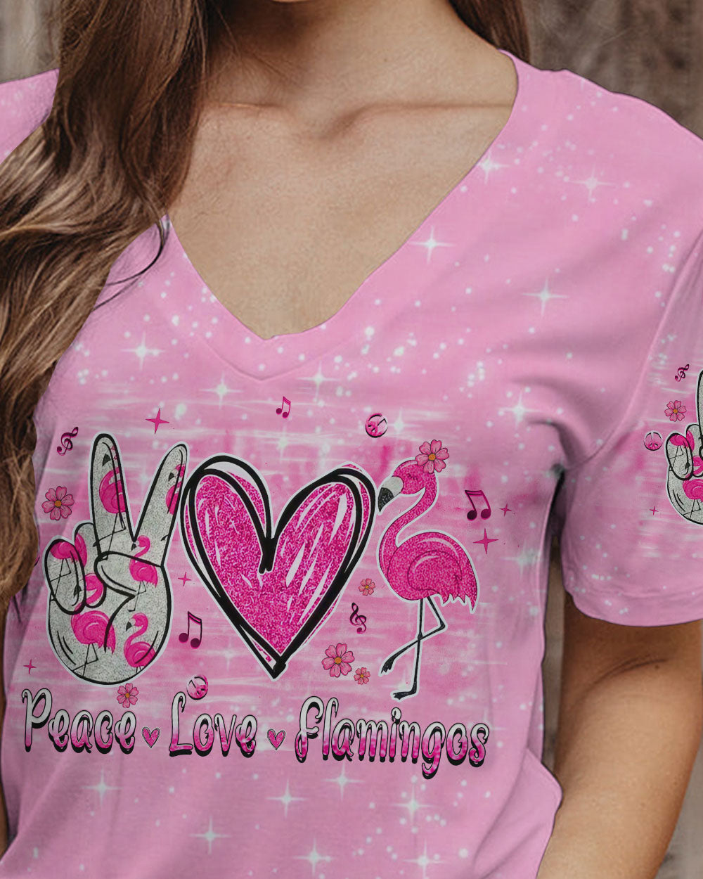 PEACE LOVE FLAMINGOS ALL OVER PRINT - YHHN0107243