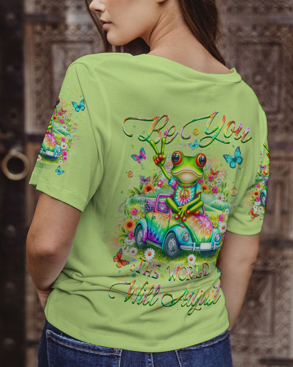 BE YOU THE WORLD WILL ADJUST FROG ALL OVER PRINT - YHHN0203242