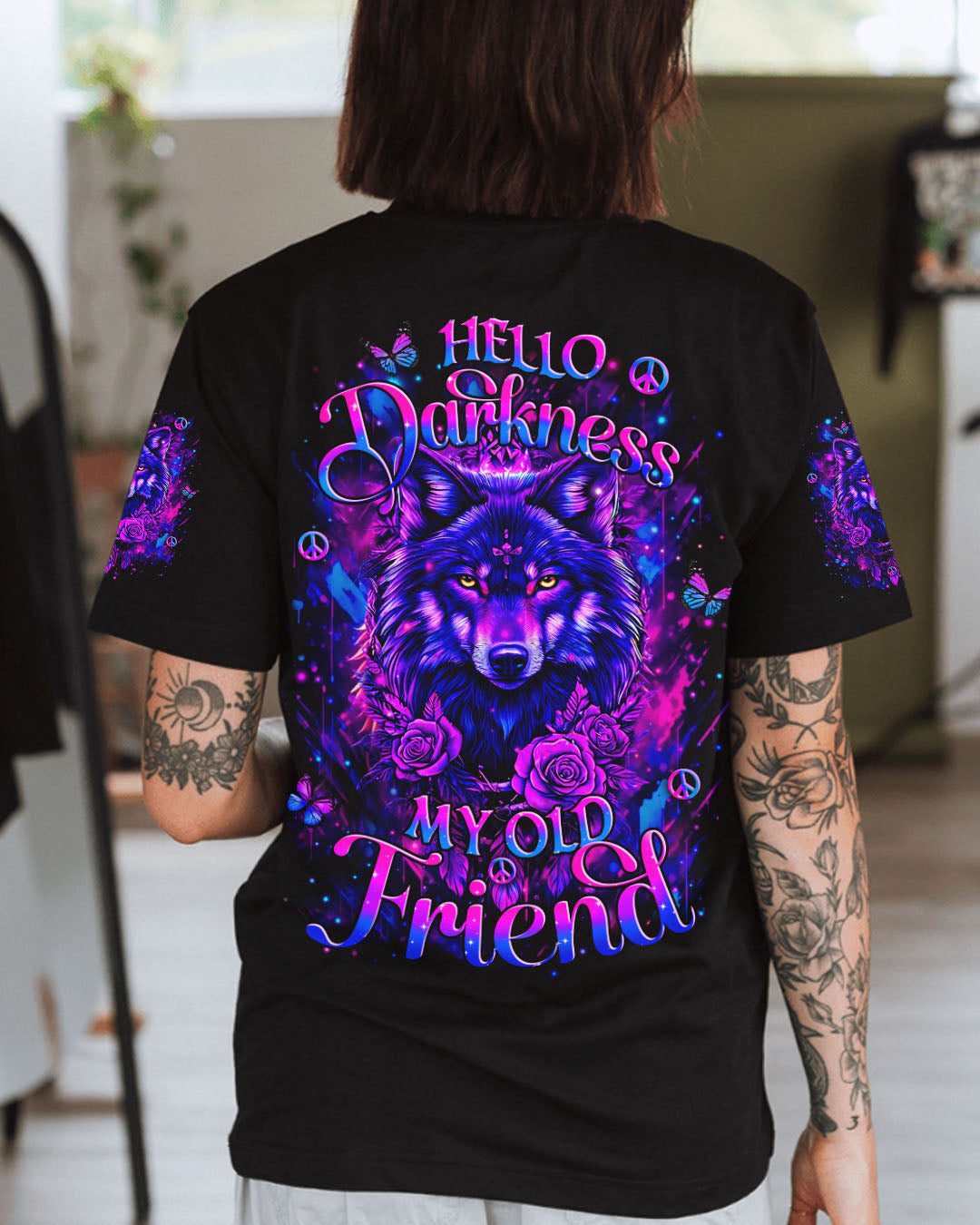 HELLO DARKNESS MY OLD FRIEND WOLF ALL OVER PRINT - YHHN0810254