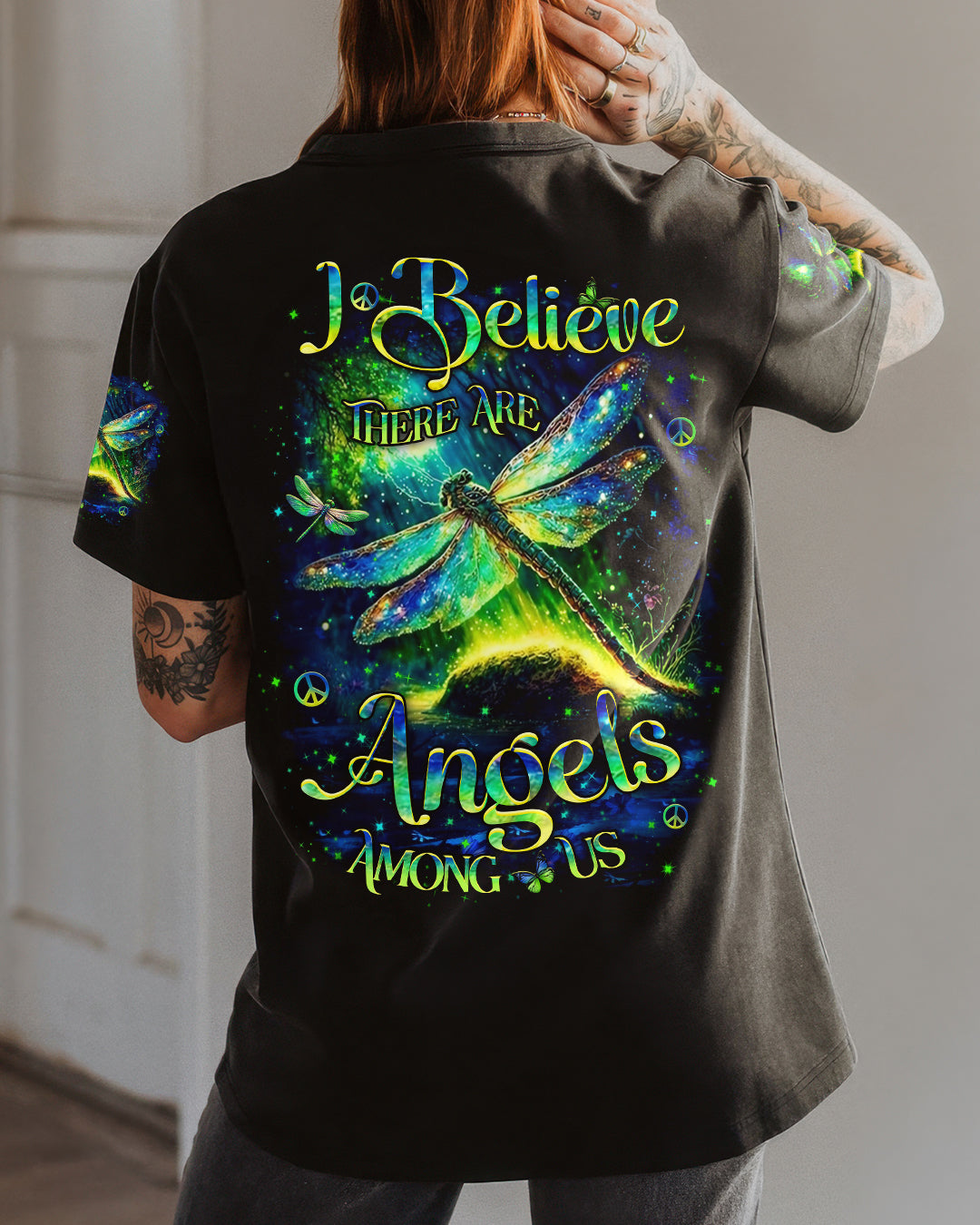 I BELIEVE THERE ARE ANGELS AMONG US DRAGONFLY ALL OVER PRINT - YHHN1012253