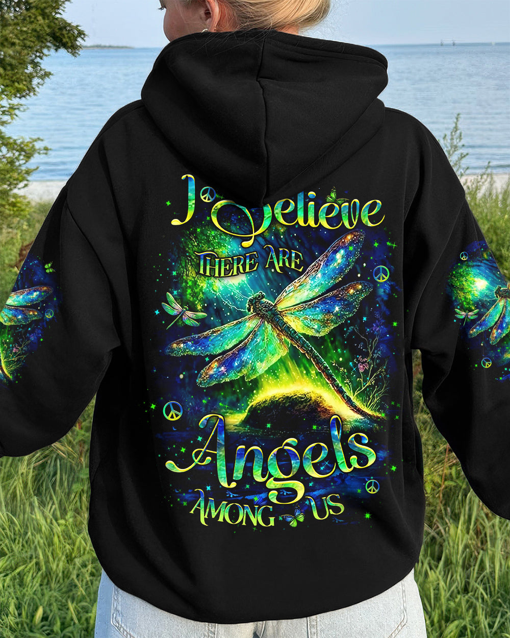 I BELIEVE THERE ARE ANGELS AMONG US DRAGONFLY ALL OVER PRINT - YHHN1012253