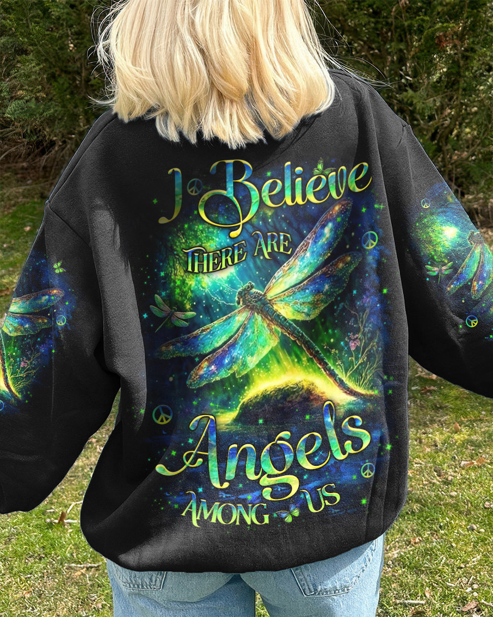 I BELIEVE THERE ARE ANGELS AMONG US DRAGONFLY ALL OVER PRINT - YHHN1012253