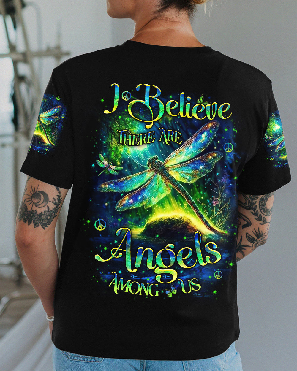 I BELIEVE THERE ARE ANGELS AMONG US DRAGONFLY ALL OVER PRINT - YHHN1012253