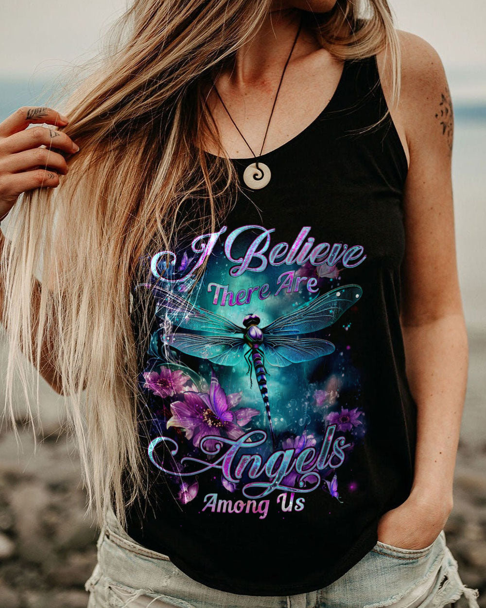 I BELIEVE THERE ARE ANGELS AMONG US DRAGONFLY ALL OVER PRINT - YHHN1206232