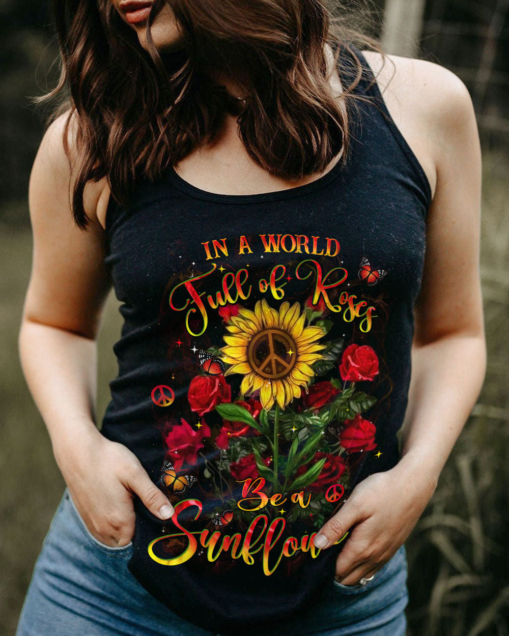 IN A WORLD FULL OF ROSES BE A SUNFLOWER ALL OVER PRINT - YHHN1411243