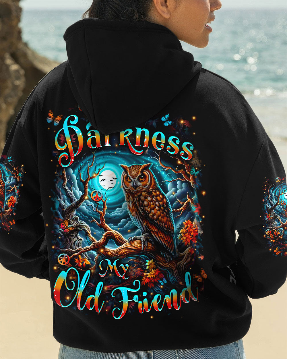 HELLO DARKNESS MY OLD FRIEND OWL ALL OVER PRINT - YHHN1709253