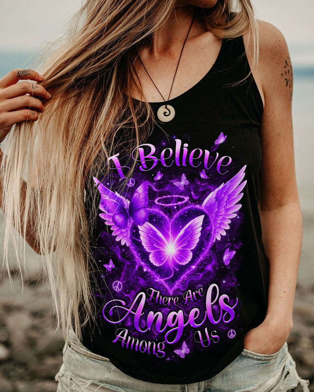 I BELIEVE THERE ARE ANGELS AMONG US BUTTERFLY ALL OVER PRINT - YHHN1811251
