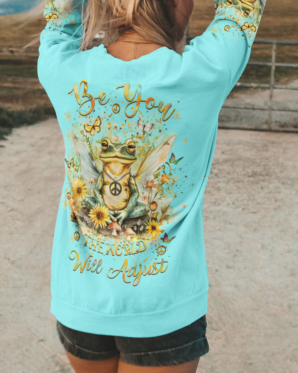 BE YOU THE WORLD WILL ADJUST FROG ALL OVER PRINT - YHHN2103241