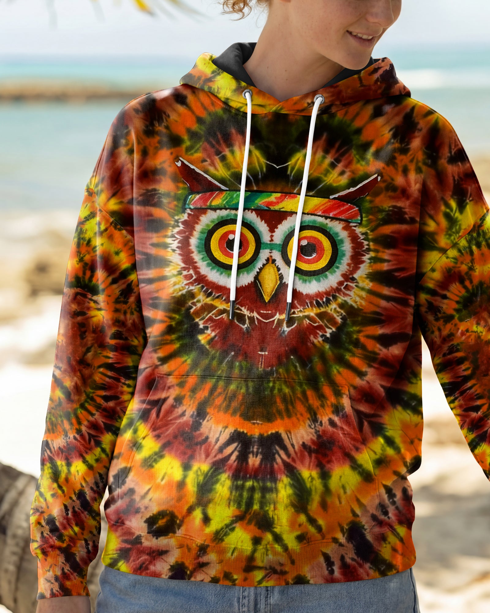 VIVID PSYCHEDELIC OWL ALL OVER PRINT - YHHN2301262