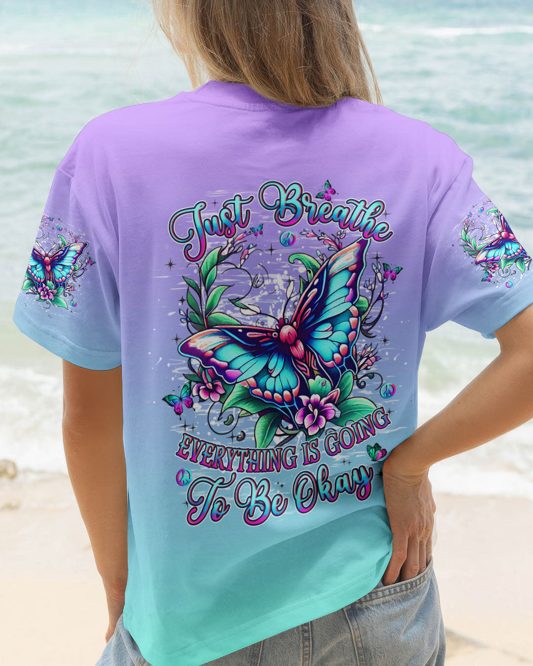 JUST BREATHE BUTTERFLY ALL OVER PRINT - YHHN2811253