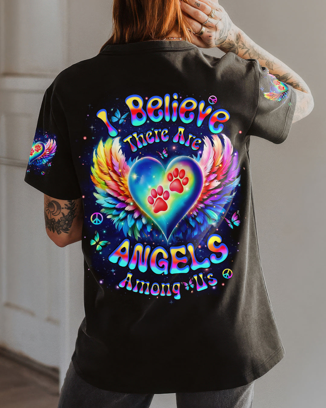 I BELIEVE THERE ARE ANGELS AMONG US PAW PRINT ALL OVER PRINT - YHHN2912253