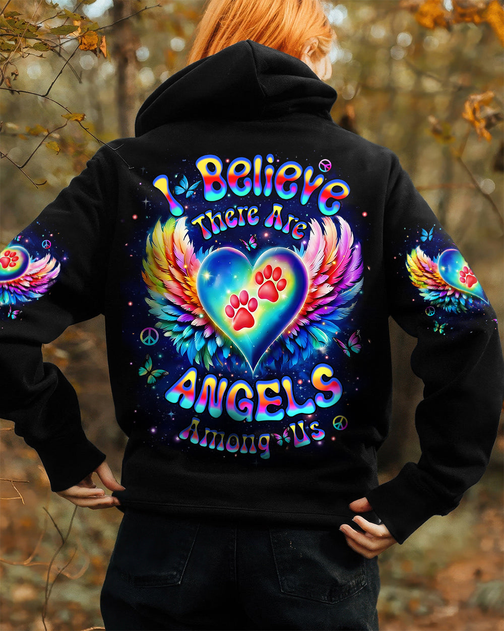 I BELIEVE THERE ARE ANGELS AMONG US PAW PRINT ALL OVER PRINT - YHHN2912253