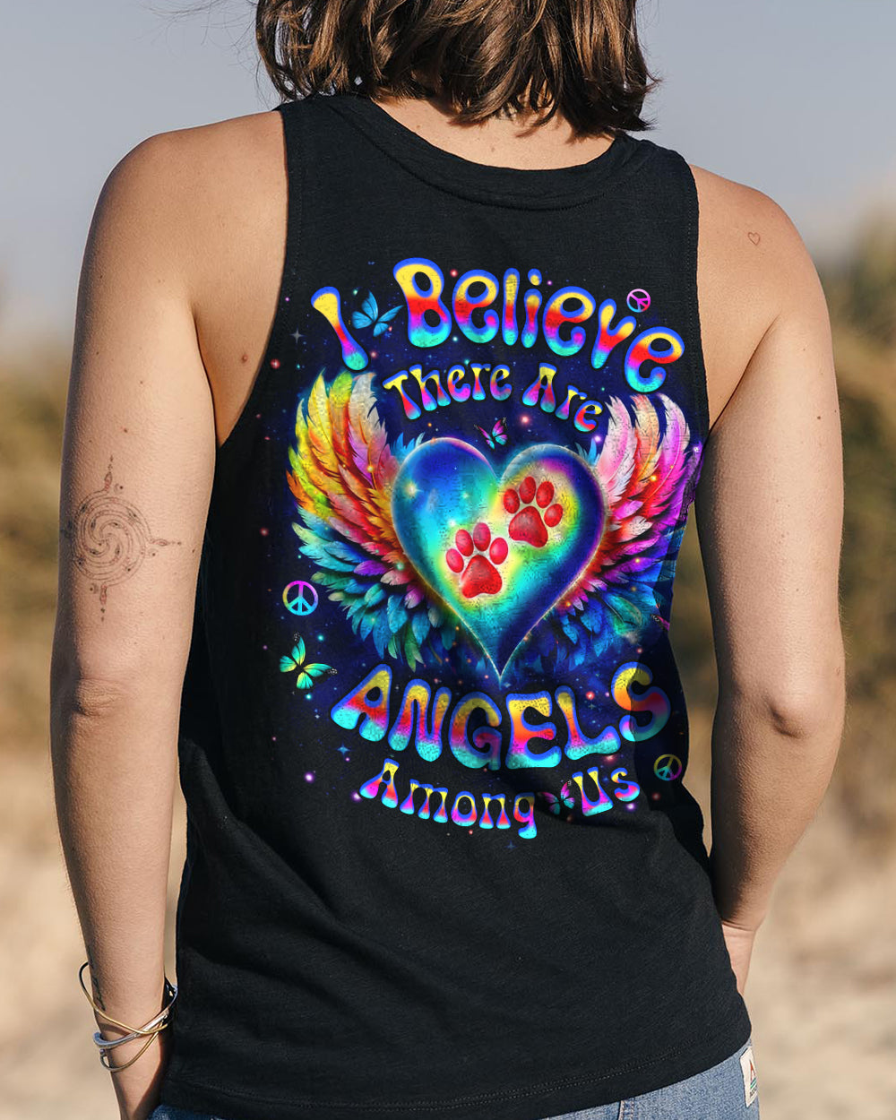 I BELIEVE THERE ARE ANGELS AMONG US PAW PRINT ALL OVER PRINT - YHHN2912253