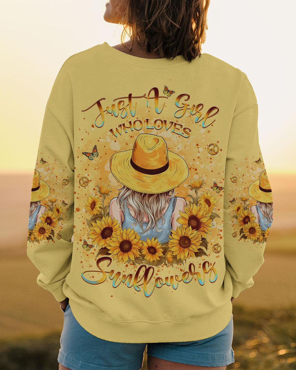 JUST A GIRL WHO LOVES SUNFLOWERS ALL OVER PRINT - YHKD0404244