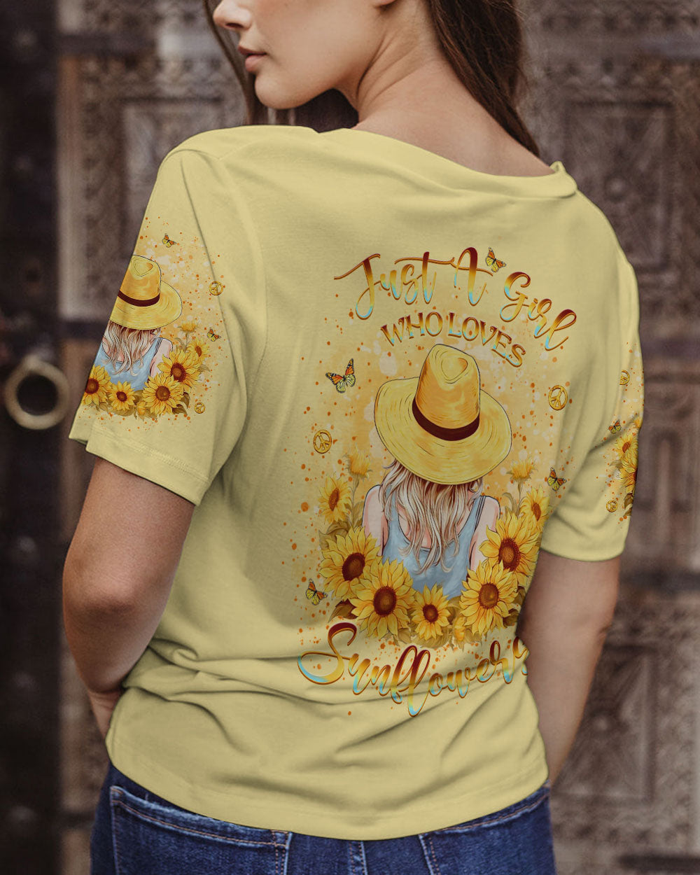JUST A GIRL WHO LOVES SUNFLOWERS ALL OVER PRINT - YHKD0404244
