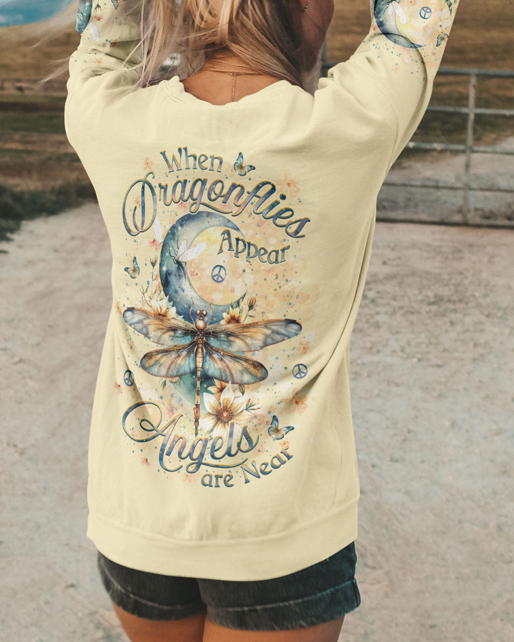 WHEN DRAGONFLIES APPEAR ANGELS ARE NEAR ALL OVER PRINT - YHKD0503242