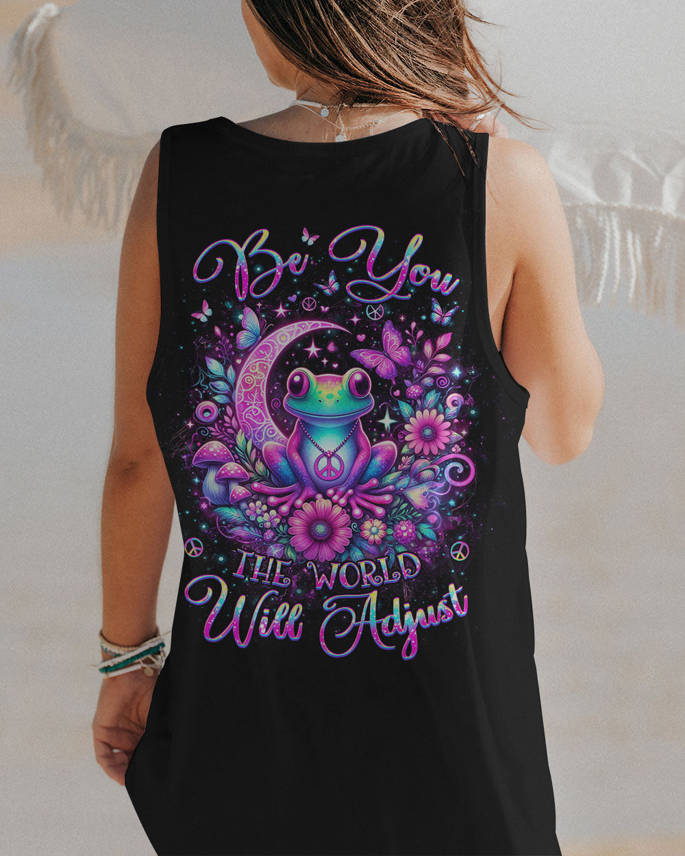 BE YOU THE WORLD WILL ADJUST FROG ALL OVER PRINT - YHKD0504245