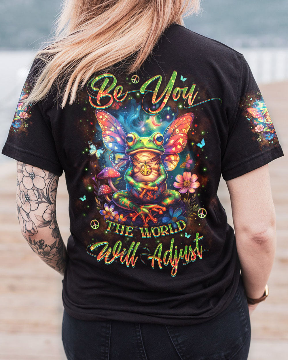 BE YOU THE WORLD WILL ADJUST FROG ALL OVER PRINT - YHKD0603241