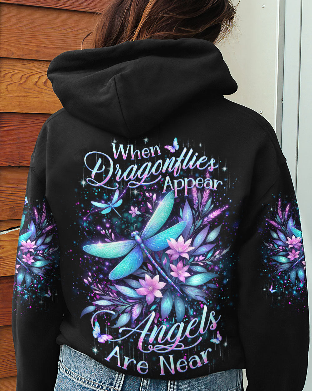 WHEN DRAGONFLIES APPEAR ANGELS ARE NEAR DRAGONFLY ALL OVER PRINT - YHKD0611233