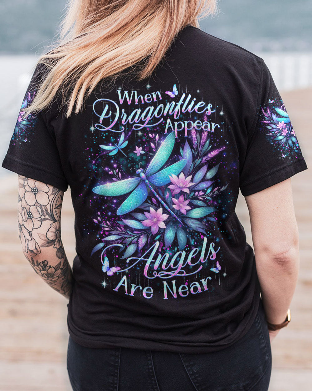 WHEN DRAGONFLIES APPEAR ANGELS ARE NEAR DRAGONFLY ALL OVER PRINT - YHKD0611233